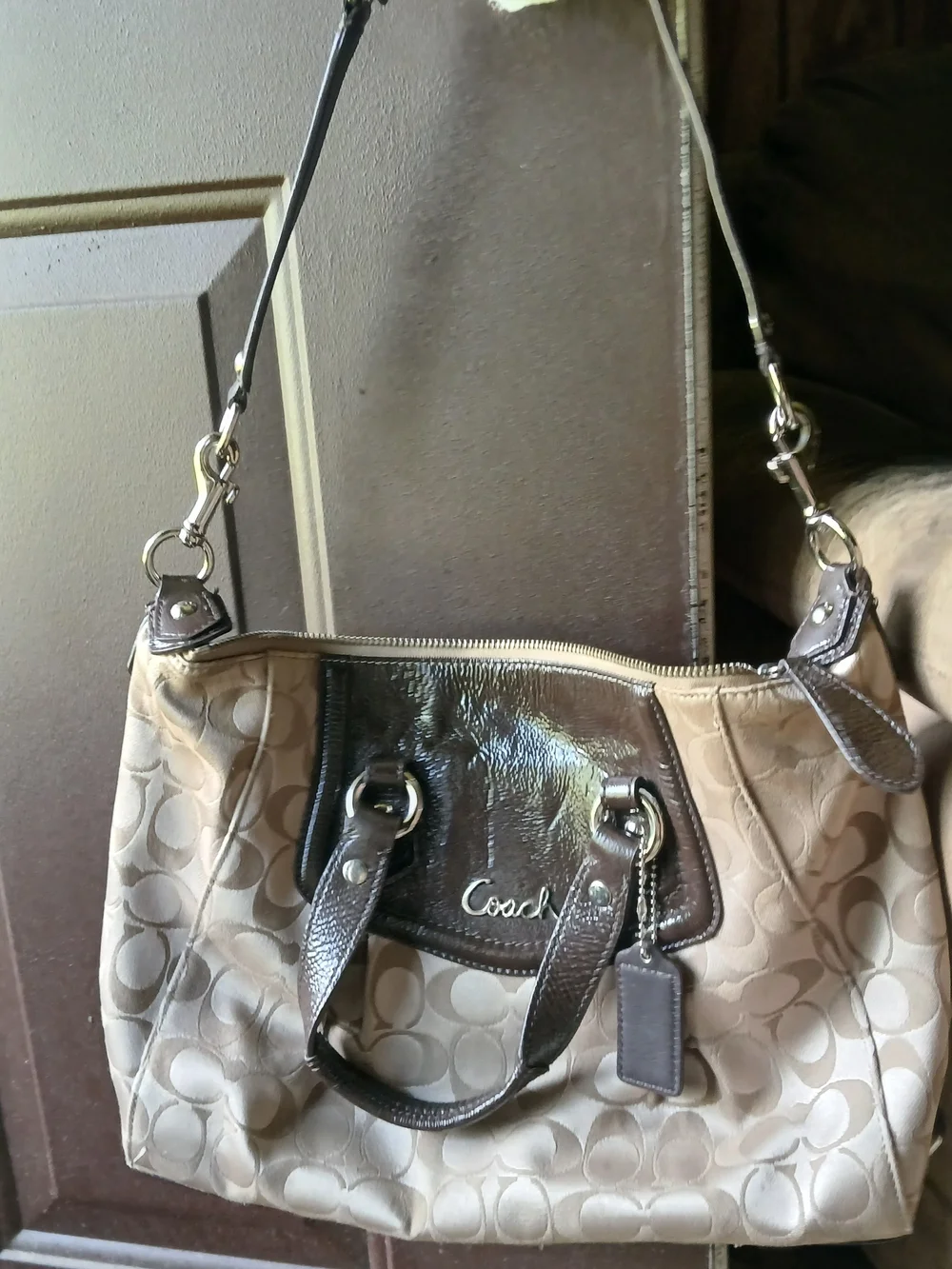 Coach Signature Canvas Tote in Beige and Brown